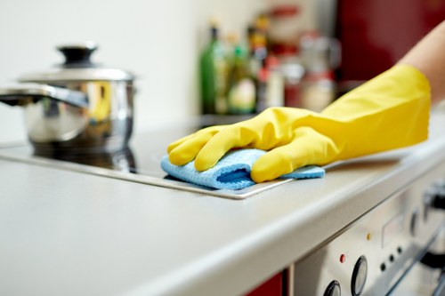 Commercial cleaner in Brent maintaining a tidy office space
